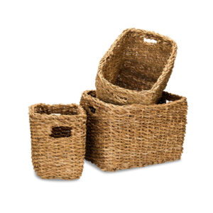 Natural Woven Kitchen Baskets - Set of 3