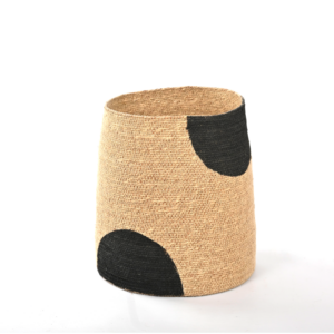 Natural Basket with Black Circles