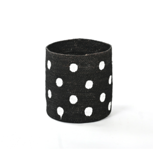 Black Basket with White Dots